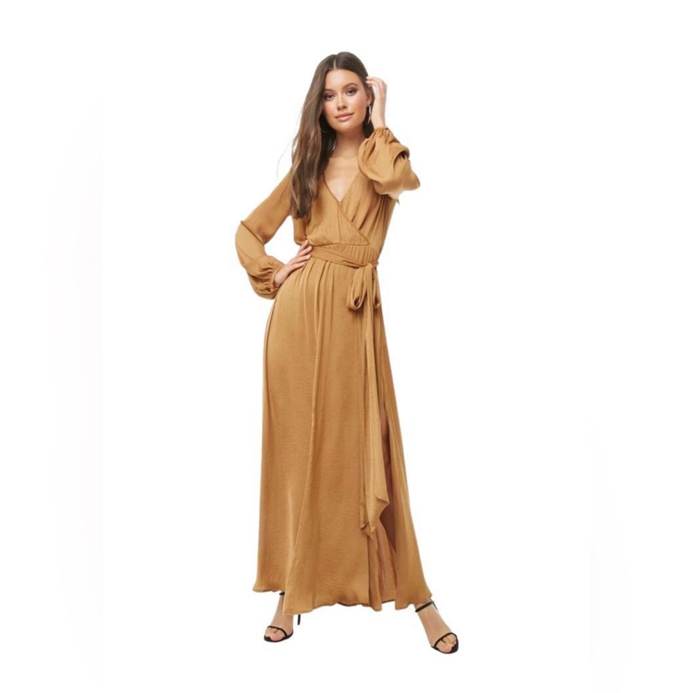 Elegant Tan/Brown Maxi Dress